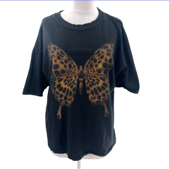 Free People Vintage Souls Leopard Butterfly Tee oversized XS - Picture 4 of 8